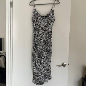 Black and White Cheetah Slip Cowlneck Dress
